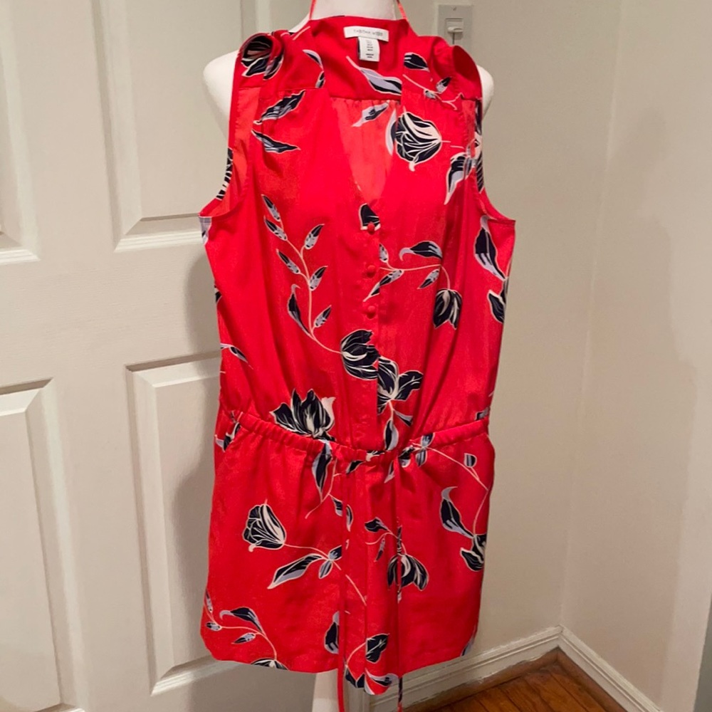 Summery red short jumpsuit